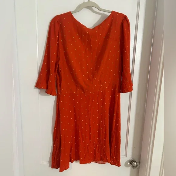Free People Orange Polka Dot Mini Dress - Picture 3 of 7